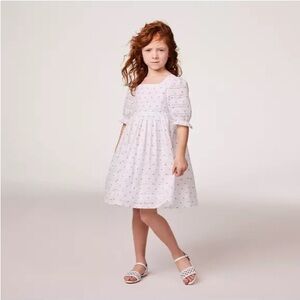 Janie and Jack Floral Swiss Dot Dress Size 10